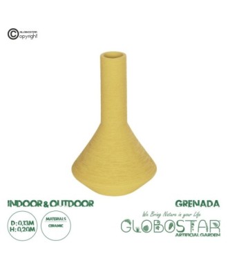GloboStar® Artificial Garden GRENADA 21281 Διακοσμητικό Κεραμικό Βάζo Κίτρινο Π13 x Μ13 x Υ20cm